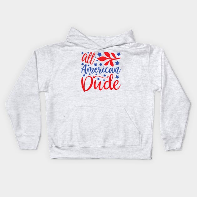 All American Dude Kids Hoodie by hallyupunch